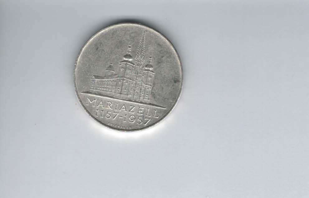  25 Schilling 1957 800 Jahre Mariazell 10,4g fein Ag Gedenkmünze Österreich Spittalgold9800 (04588/3)   