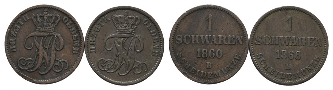  Altdeutschland, 2 Kleinmünzen 1860 / 1866   