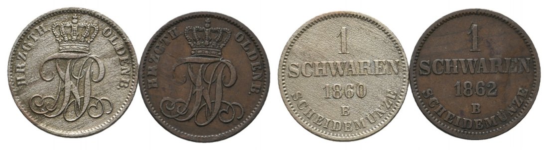  Altdeutschland, 2 Kleinmünzen 1860 / 1862   