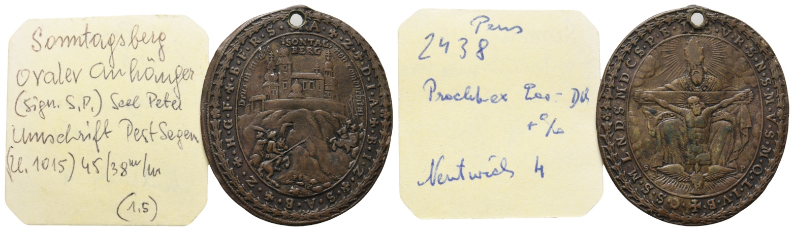  Medaille; Sonntagberg; Pestsegen; Bronze; gelocht; 9,01 g B 37,94mm x H 43,45 mm   