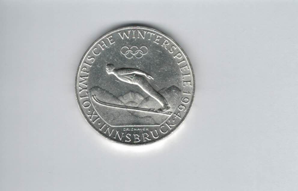  50 Schilling 1964 Winterolympiade Innsbruck silber 18g fein Österreich Spittalgold9800 (4584/3)   