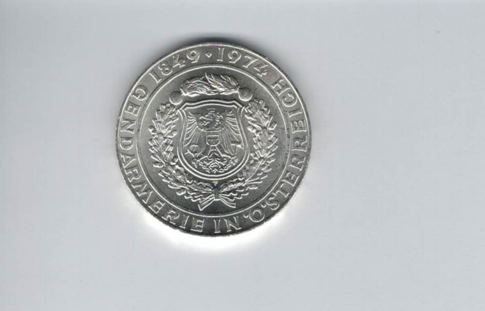  50 Schilling 1974 Gendarmerie seit 125 Jahren Ag 12,8g fein Österreich Spittalgold9800 (4504/2)   