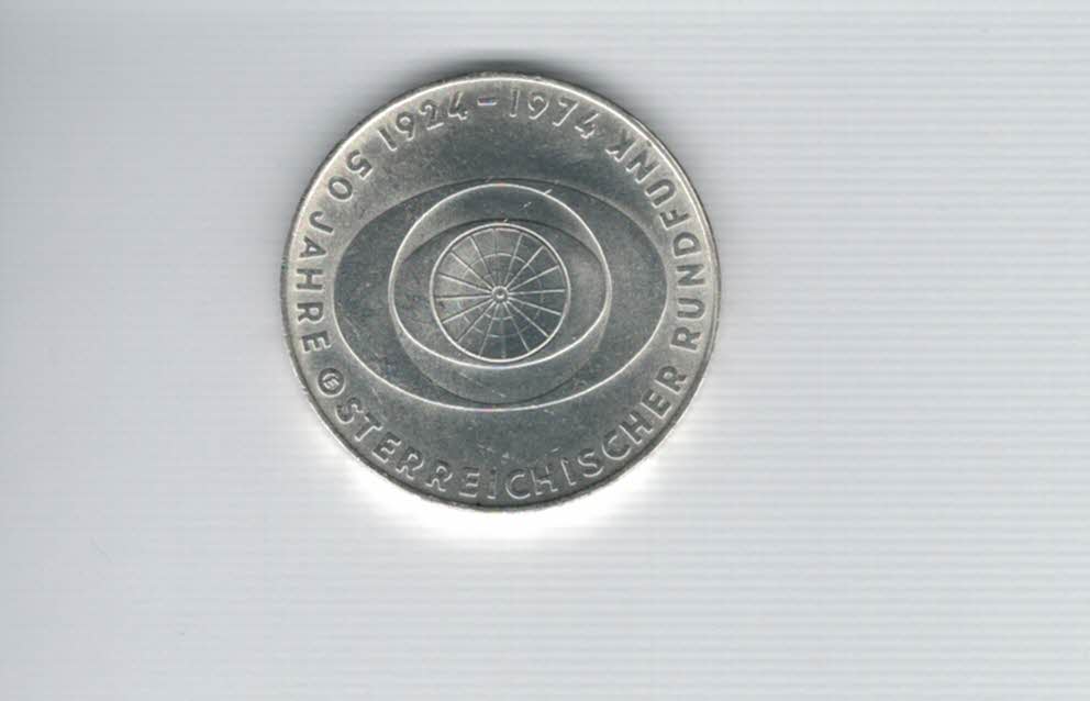  50 Schilling 1974 50 Jahre Rundfunk Ag 12,8g fein Österreich Spittalgold9800 (04504/4)   