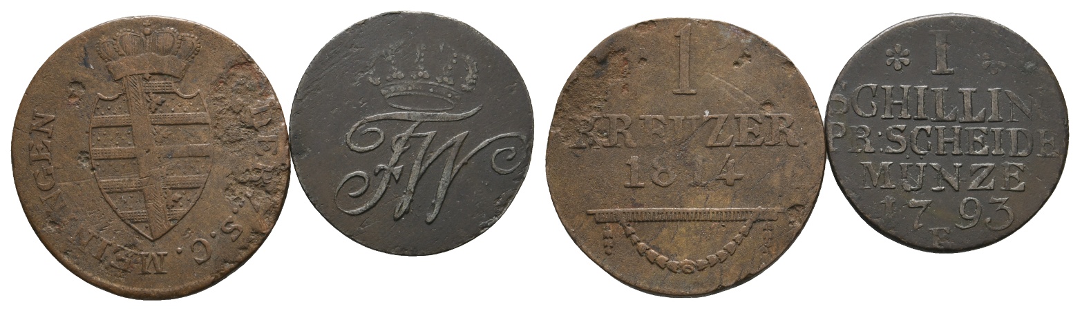  Altdeutschland, 2 Kleinmünzen 1814 / 1793   