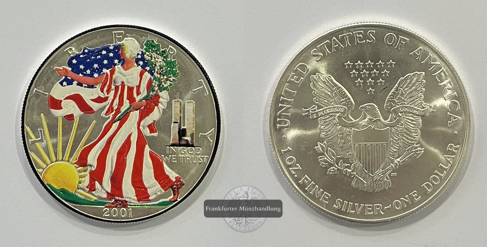  USA 1 Dollar 2001 Walking Liberty Coloured FM-Frankfurt Feinsilber: 31,1g   