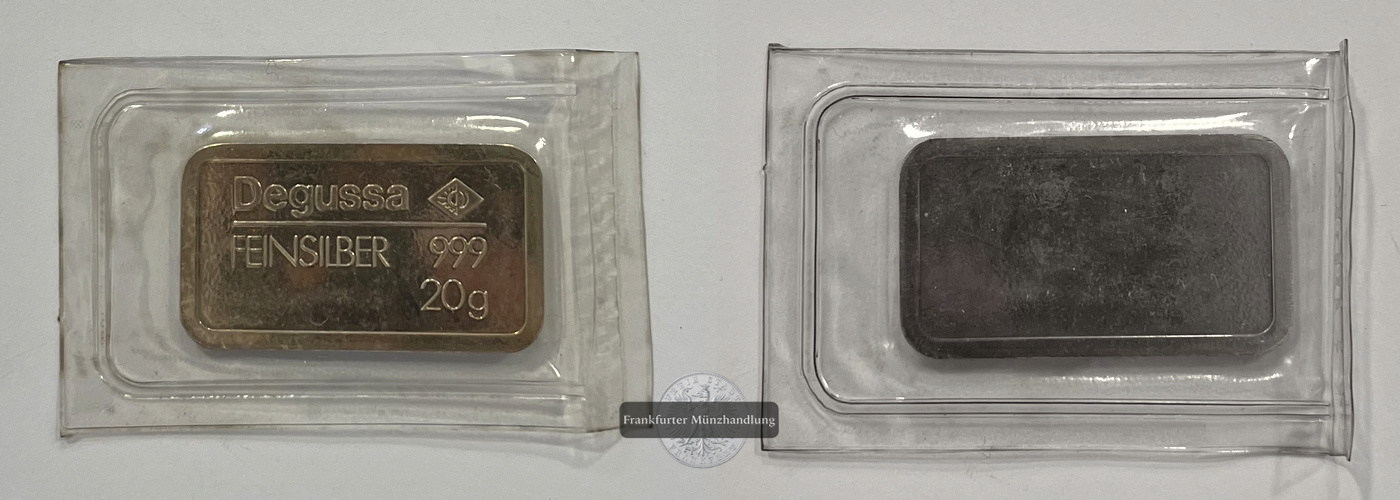  Deutschland Silberbarren 20g Degussa FM-Frankfurt  Feingewicht: 20g   
