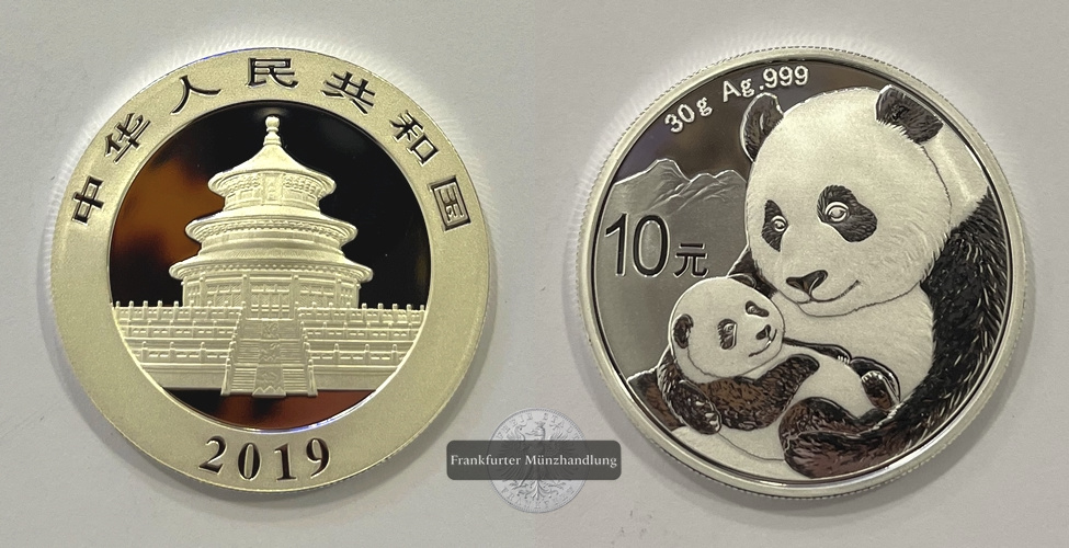  China  10 Yuan  2019 Panda FM-Frankfurt  Feinsilber: 29,97g   