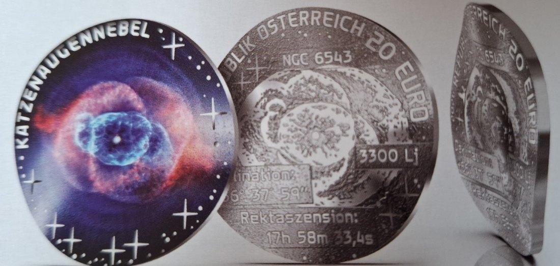  Österreich 20 Euro Silber 2026 pp. coloriert Katzenaugennebel Serie Schönheit des Universums   