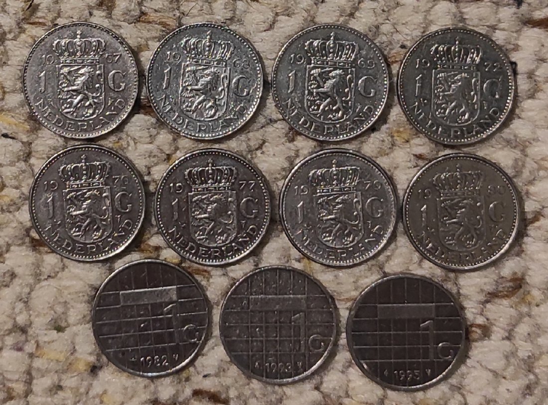  Set 050: Niederlande 11 x 1 Gulden mit verschiedenen Prägejahren   