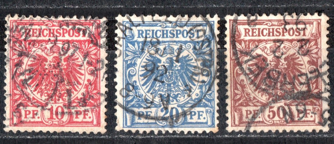 Dt. Reich 1889 Freimarken Mi.47,48 u. 50 Echt gelaufen / Top Stempel / siehe scan