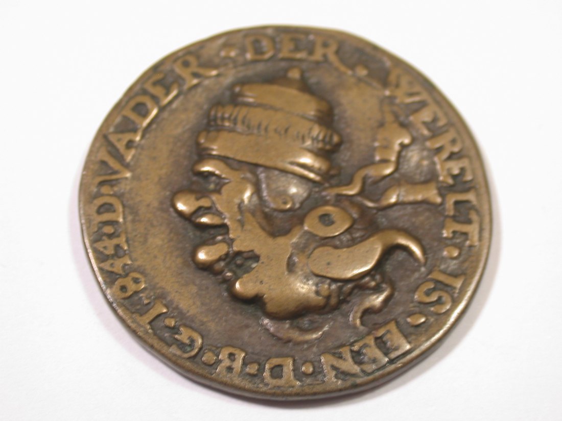  K02 alte Spott-Medaille Papst,Teufel,Kaufmann,Narr    Originalbilder   