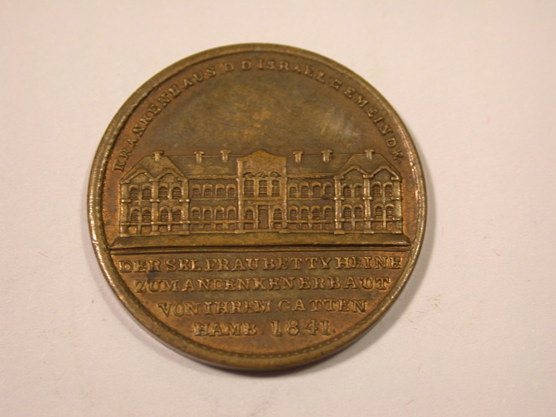  K02 Hamburg 1841 Salomon Heine Israel. Krankenhaus Medaille   Originalbilder   