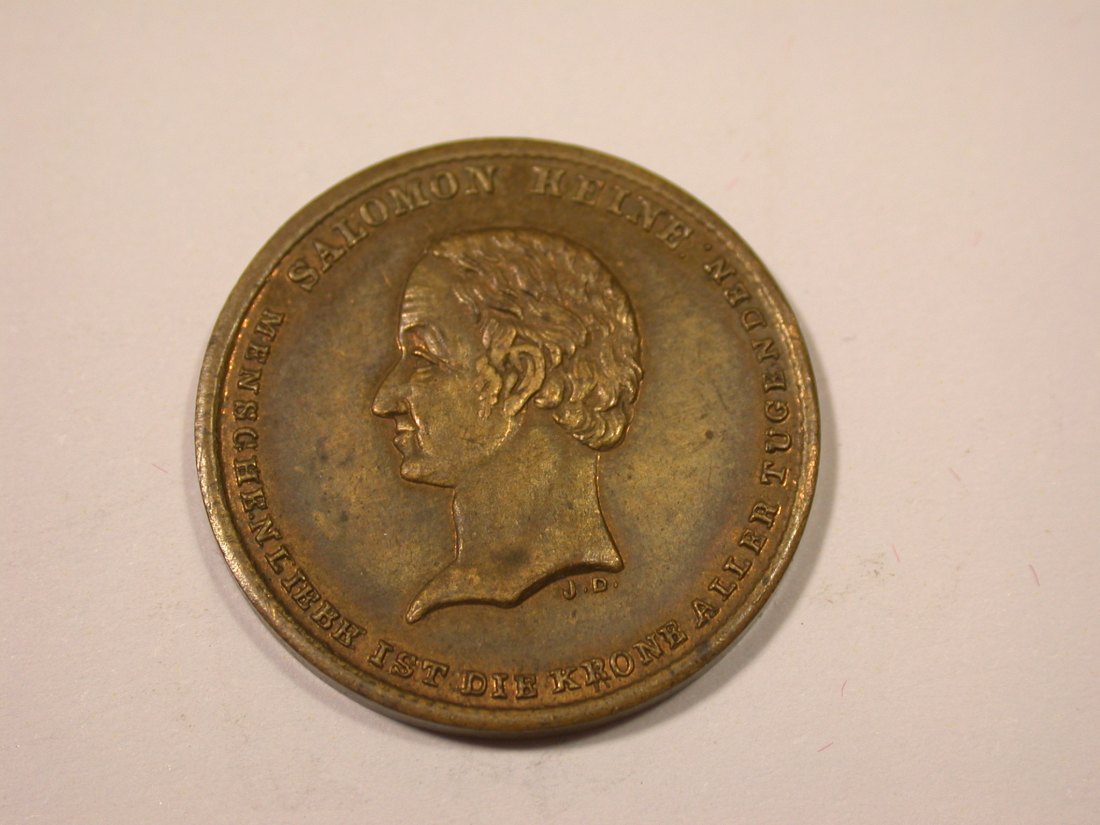  K02 Hamburg 1841 Salomon Heine Israel. Krankenhaus Medaille   Originalbilder   