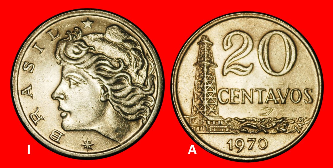 Ⰺ EFFIGY (1967-1979): BRAZIL ★ 20 CENTAVOS 1970! DISCOVERY COIN!★LOW START ★ NO RESERVE!