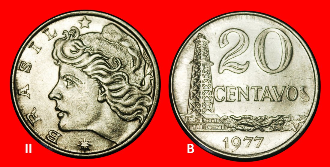 Ⰺ EFFIGY (1967-1979): BRAZIL ★ 20 CENTAVOS 1977! DISCOVERY COIN!★LOW START ★ NO RESERVE!