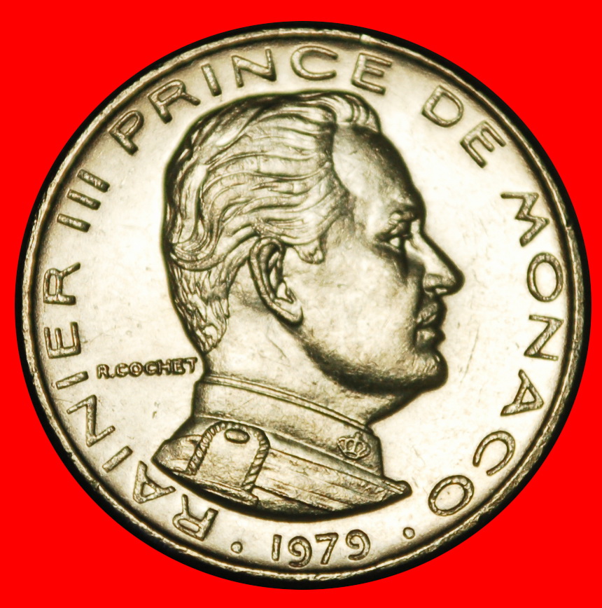  Ⰺ FRANCE (1965-1995): MONACO ★ 1/2 FRANC 1979! RAINIER III (1949-2005) UNC ★LOW START ★ NO RESERVE!   