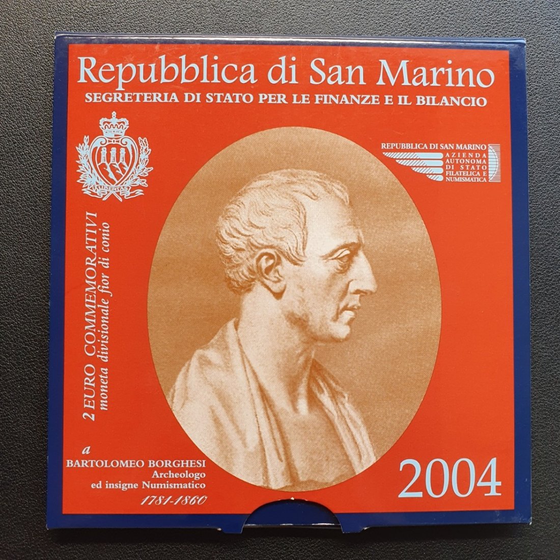  San Marino 2 Euro, 2004 Bartolomeo Borghesi im Original-Blister   