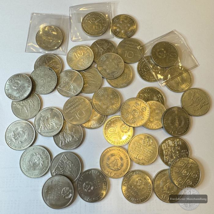  LOT: DDR 39x 10 Mark div. Motive und Jg. FM-Frankfurt CuNi: 468g   