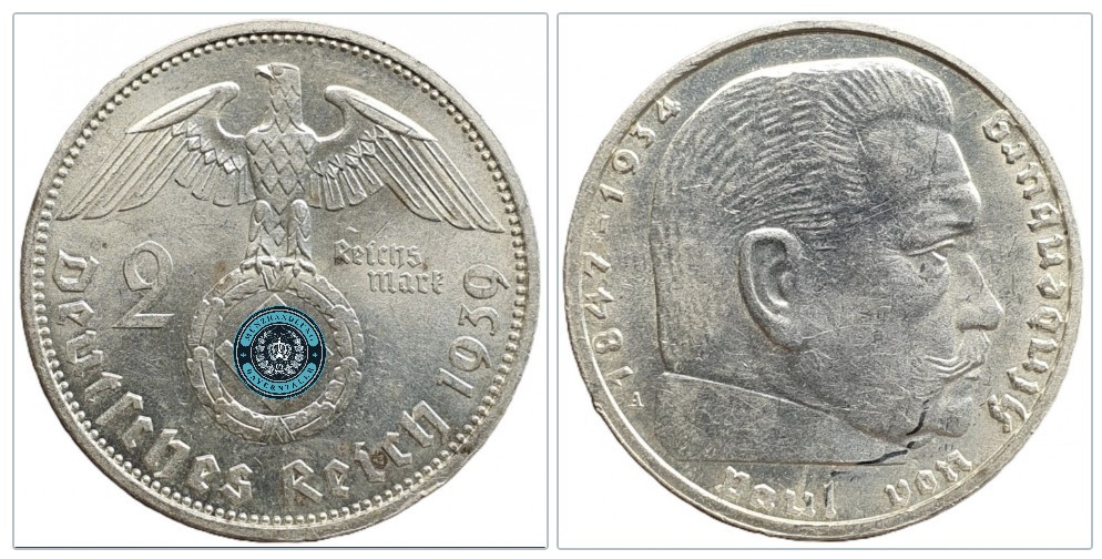  Deutschland - Drittes Reich 2 Reichsmark, 1939 Münzzeichen: A - Berlin   