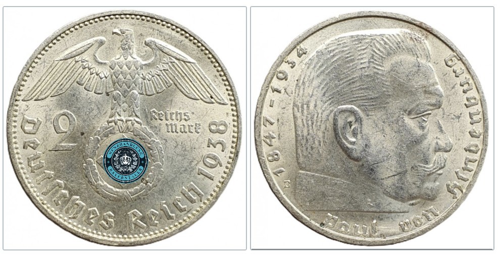  Deutschland - Drittes Reich 2 Reichsmark, 1938 Prägezeichen: E - Muldenhütten   