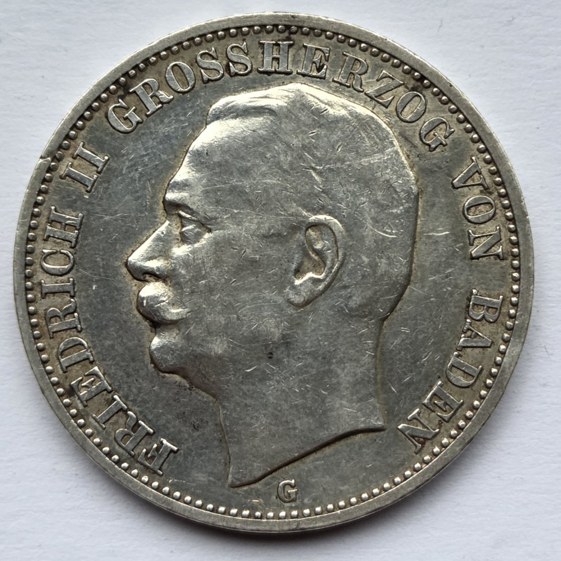  Kaiserreich: Baden, 3 Mark Friedrich II. (Jaeger 39), 1914   