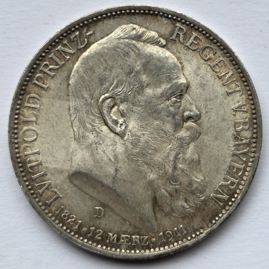  Kaiserreich: Bayern, 3 Mark Luitpold 1911 (Jaeger 49)   
