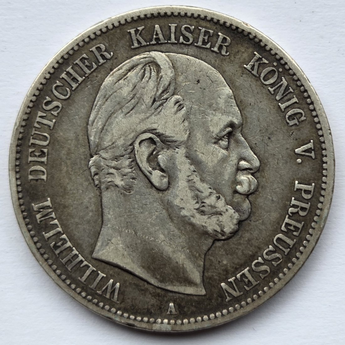  Kaiserreich: Preußen, 5 Mark Wilhelm I. (Jaeger 97), 1874 A   