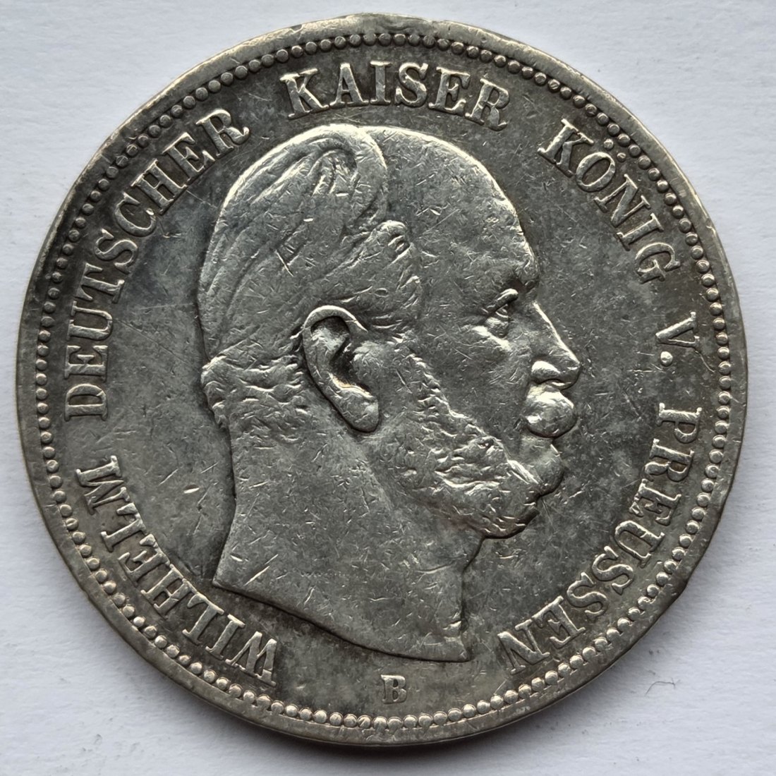  Kaiserreich: Preußen, 5 Mark Wilhelm I. (Jaeger 97), 1876 B   