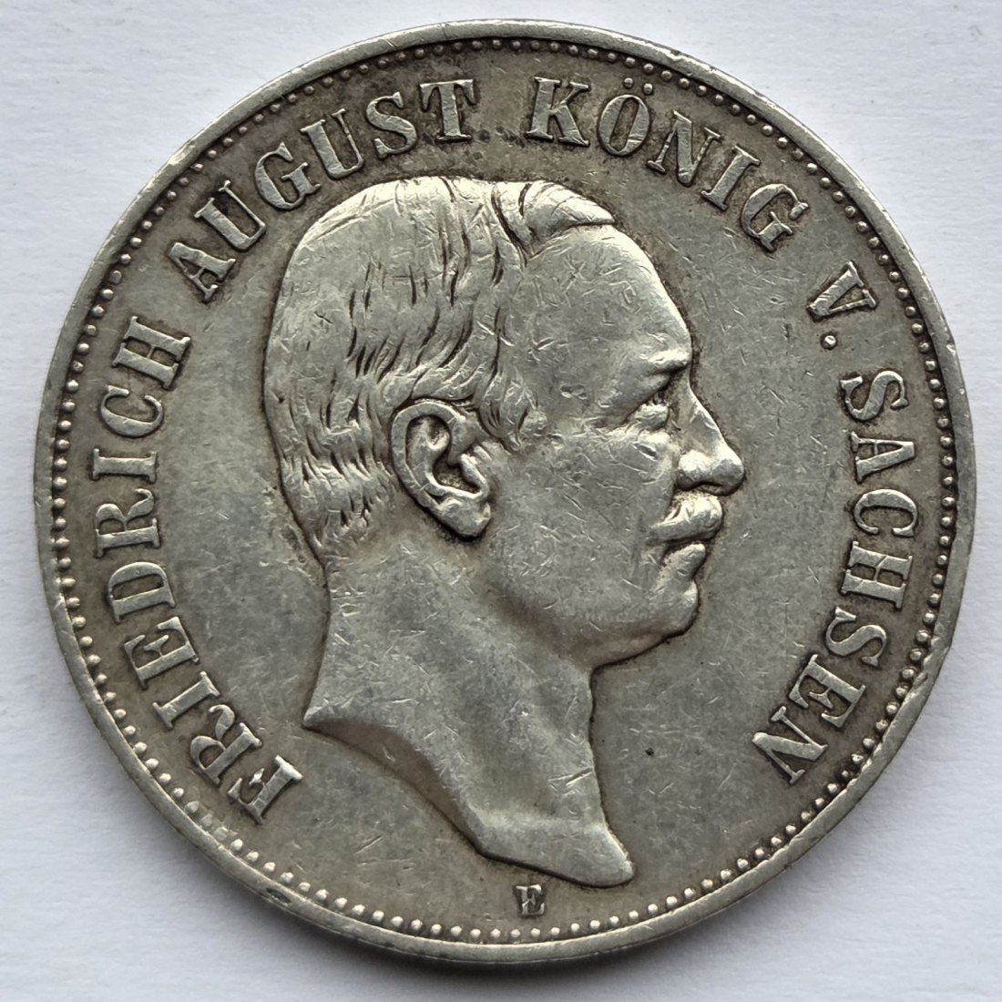  Kaiserreich: Sachsen, 5 Mark Friedrich August III. (Jaeger 136), 1907   