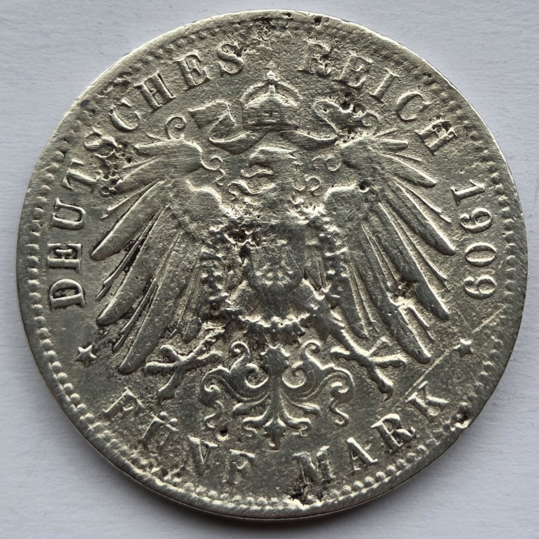  Kaiserreich: Sachsen, 5 Mark Universität Leipzig 1909 (Jaeger 139)   