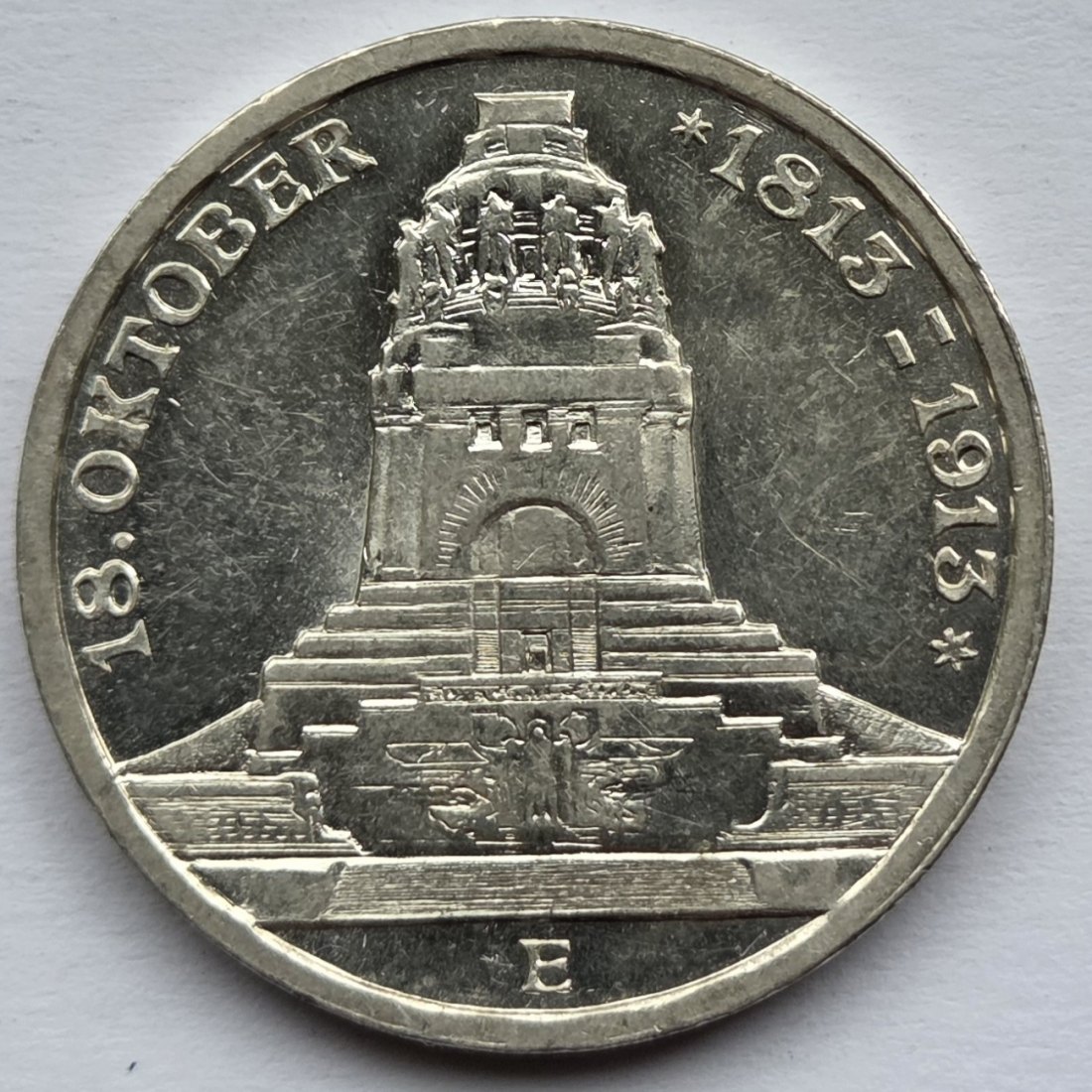  Kaiserreich: Sachsen, 3 Mark Völkerschlachtdenkmal 1913 (Jaeger 140)   