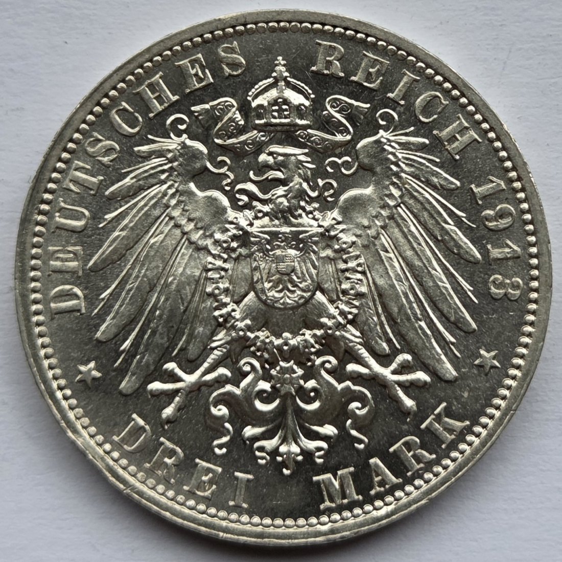  Kaiserreich: Sachsen, 3 Mark Völkerschlachtdenkmal 1913 (Jaeger 140)   