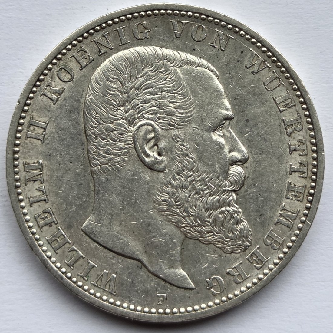  Kaiserreich: Württemberg, 5 Mark Wilhelm II. (Jaeger 176), 1913   