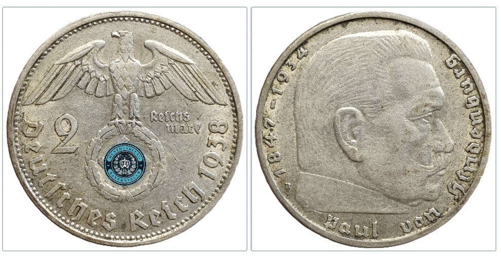  Deutschland - Drittes Reich 2 Reichsmark, 1938 Prägezeichen: B - Wien   