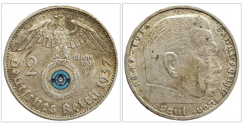  Deutschland - Drittes Reich 2 Reichsmark, 1937 Münzzeichen: A - Berlin   