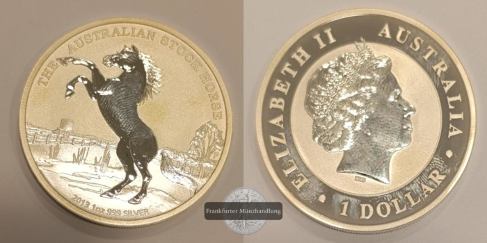  AUSTRALIEN 1 Dollar Elizabeth II (The Australian Stock Horse) 2013 FM-Frankfurt Feinsilber: 31,1g   