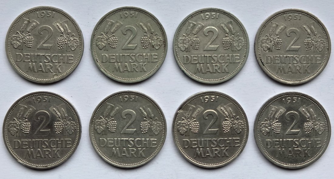  Deutschland: 2 Sätze 2 DM Weintraube 1951   