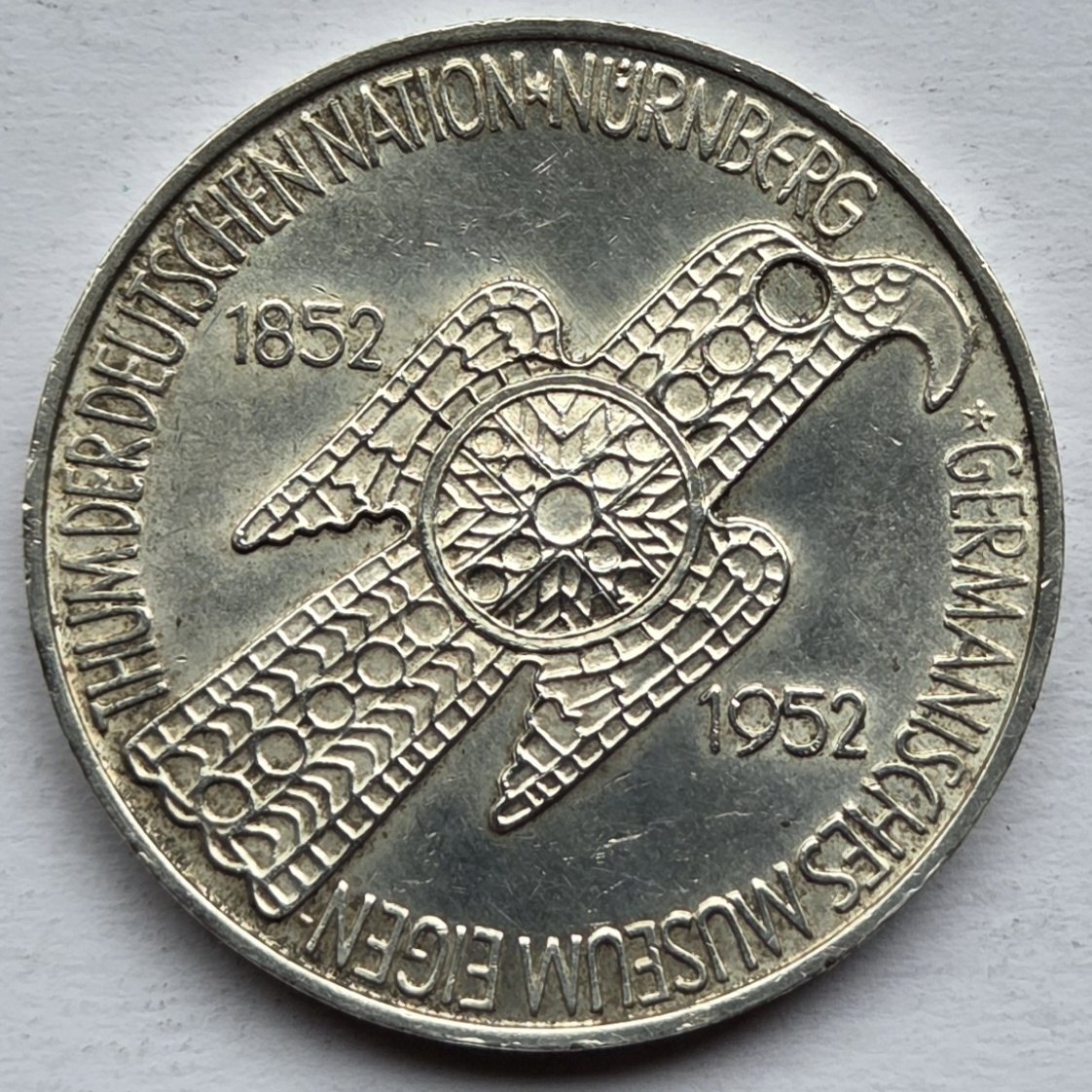  Deutschland: 5 DM Germanisches Museum 1952   