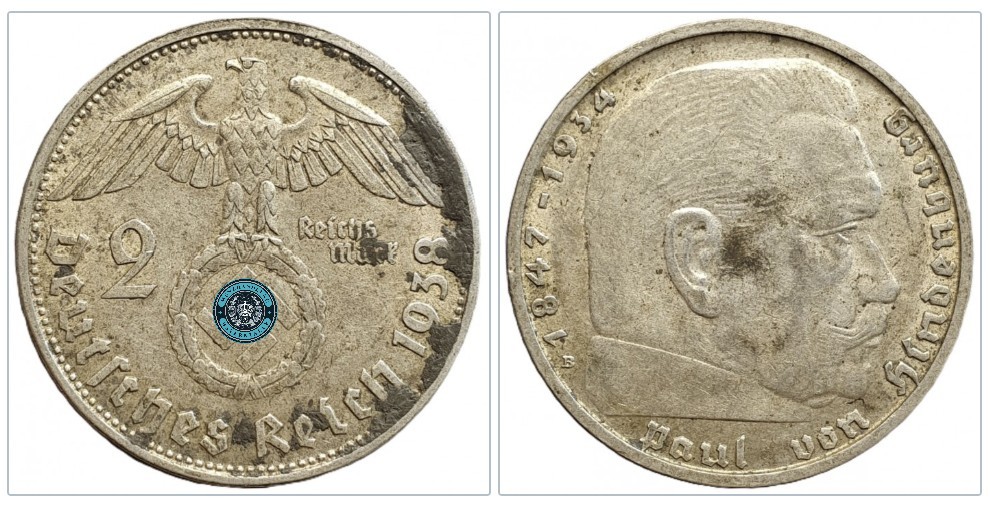  Deutschland - Drittes Reich 2 Reichsmark, 1938 Prägezeichen: B - Wien   