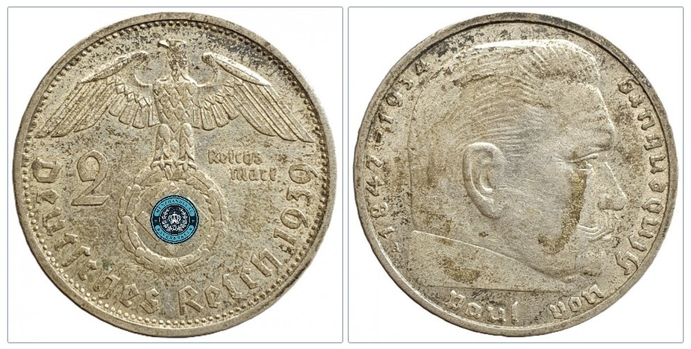  Deutschland - Drittes Reich 2 Reichsmark, 1939 Münzzeichen: A - Berlin   