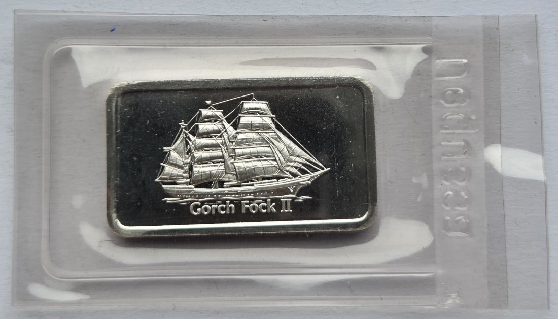  Degussa-Silberbarren Gorck Fock, 1 Unze   