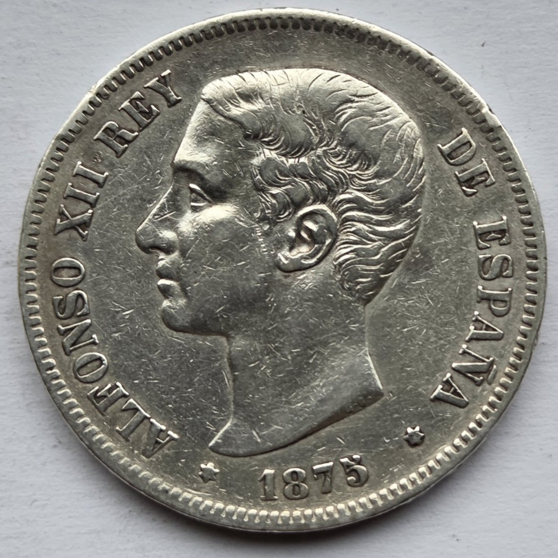  Spanien: 5 Pesetas Alfonso XII. 1875   