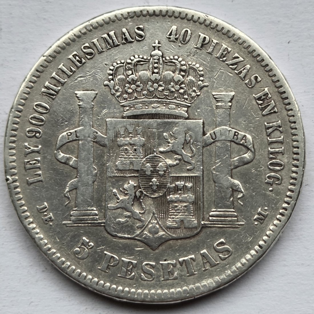  Spanien: 5 Pesetas Alfonso XII. 1875   