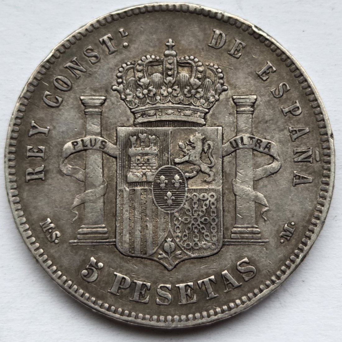  Spanien: 5 Pesetas Alfonso XII. 1885   
