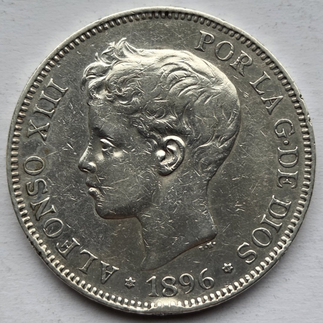  Spanien: 5 Pesetas Alfonso XIII. 1896   