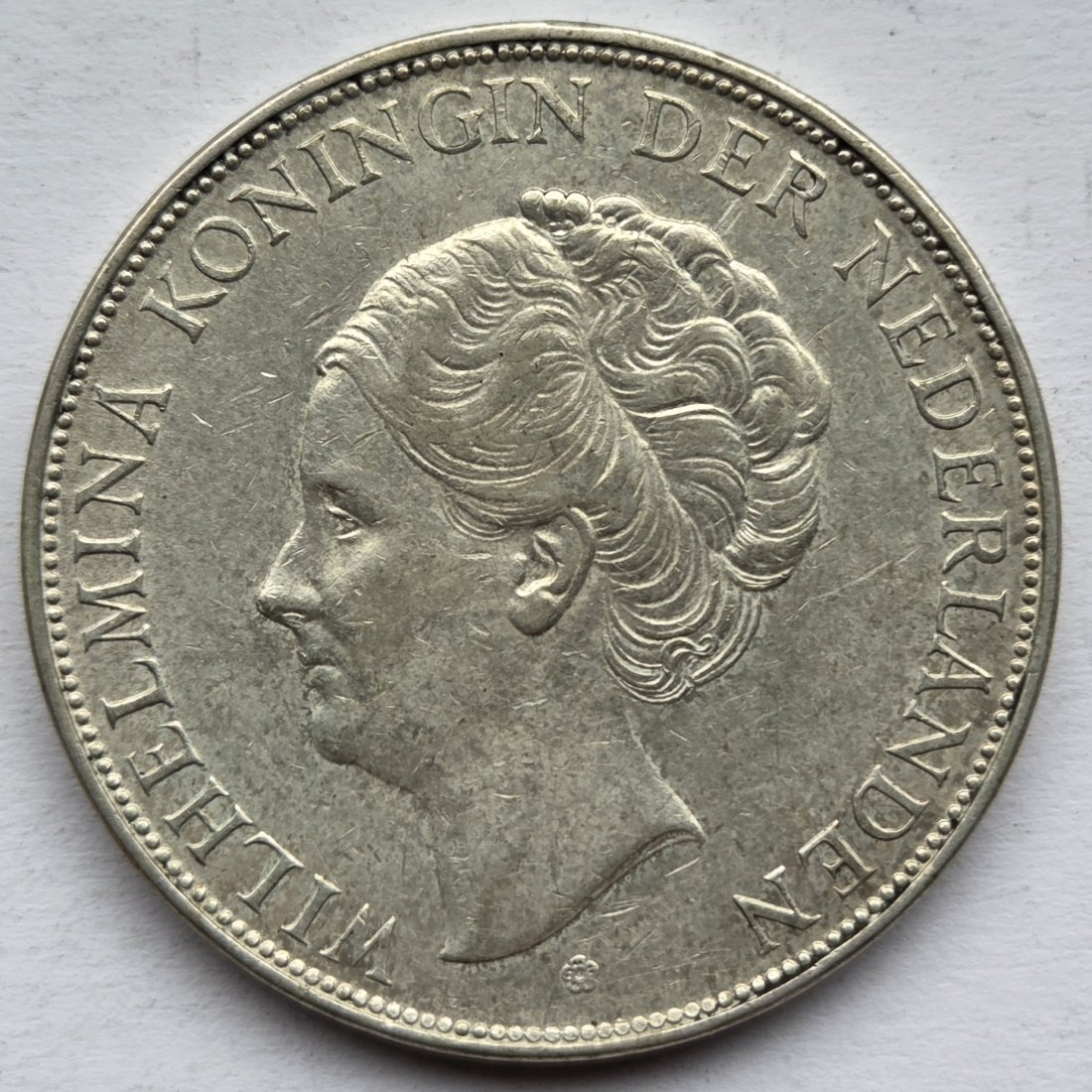  Niederlande: 2 1/2 Gulden Wilhelmina 1937, 18 g Feinsilber   
