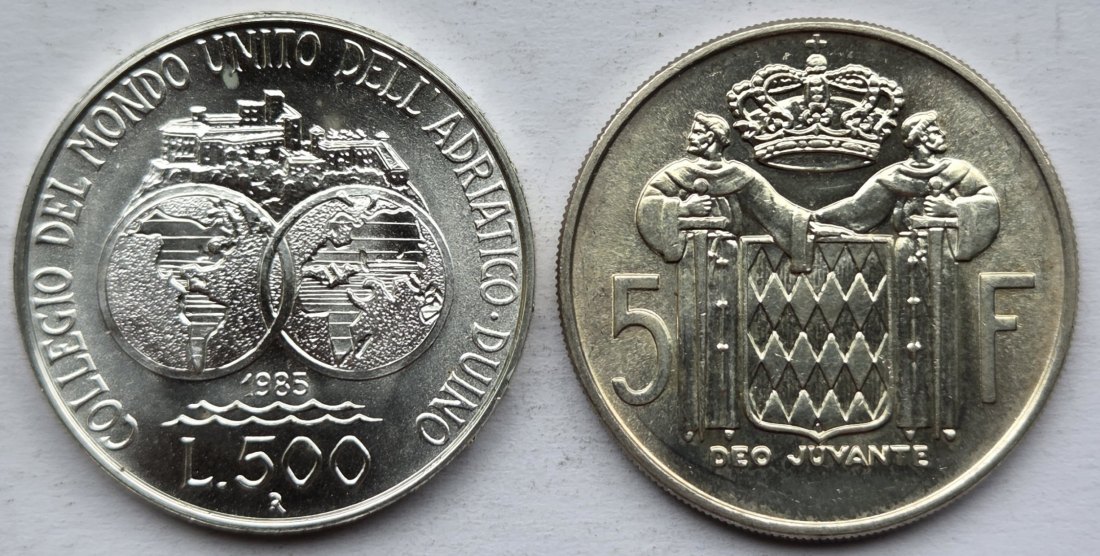  Italien/Monaco: Lot aus zwei Silbermünzen, zusammen 19,2 g Feinsilber   