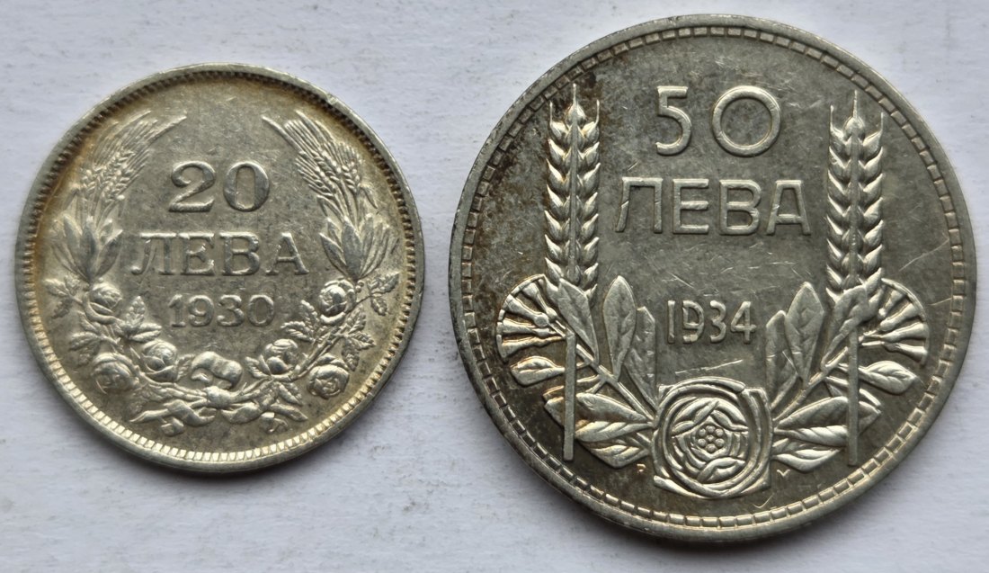  Bulgarien: Lot aus zwei Silbermünzen, zusammen 7 g Feinsilber   