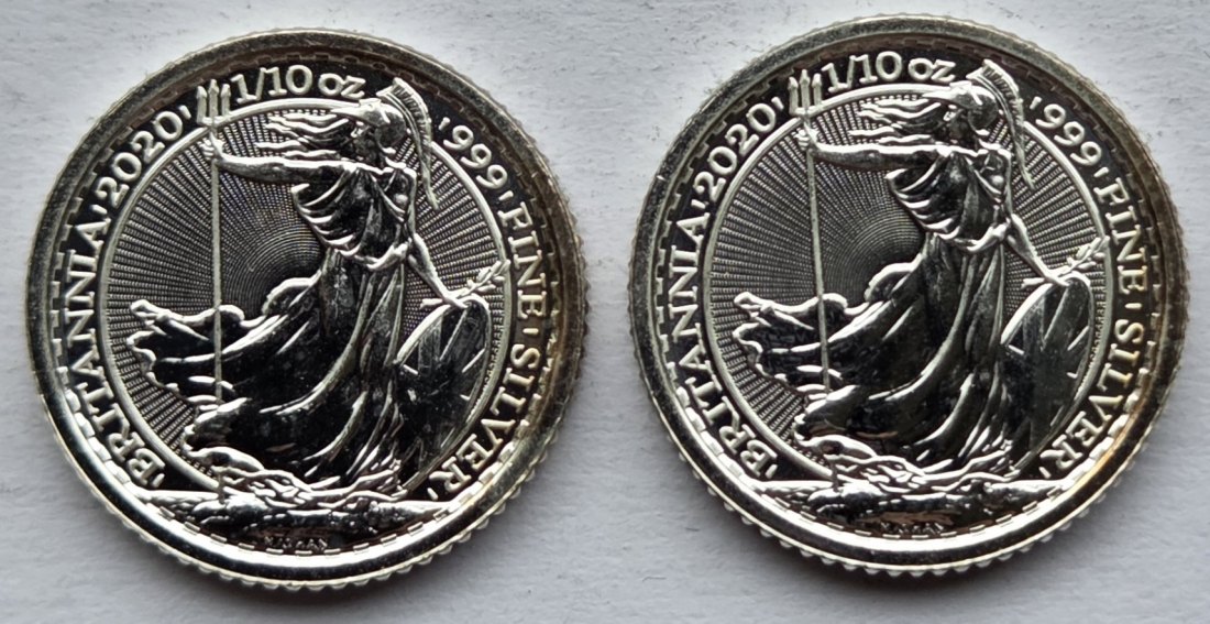  Vereinigtes Königreich: 2 x 1/10 Unze Britannia 2020   