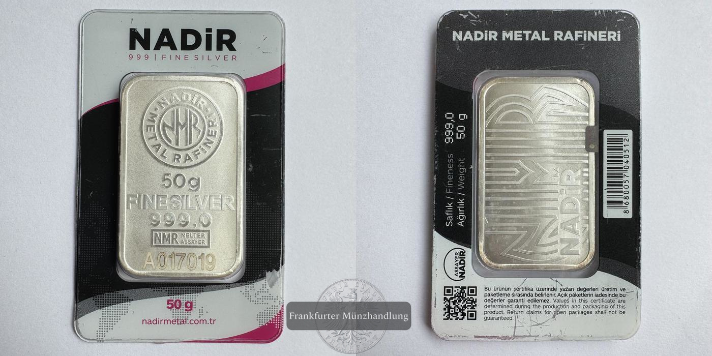  Nadir Silberbarren 50g FM-Frankfurt Feinsilber: 50g   